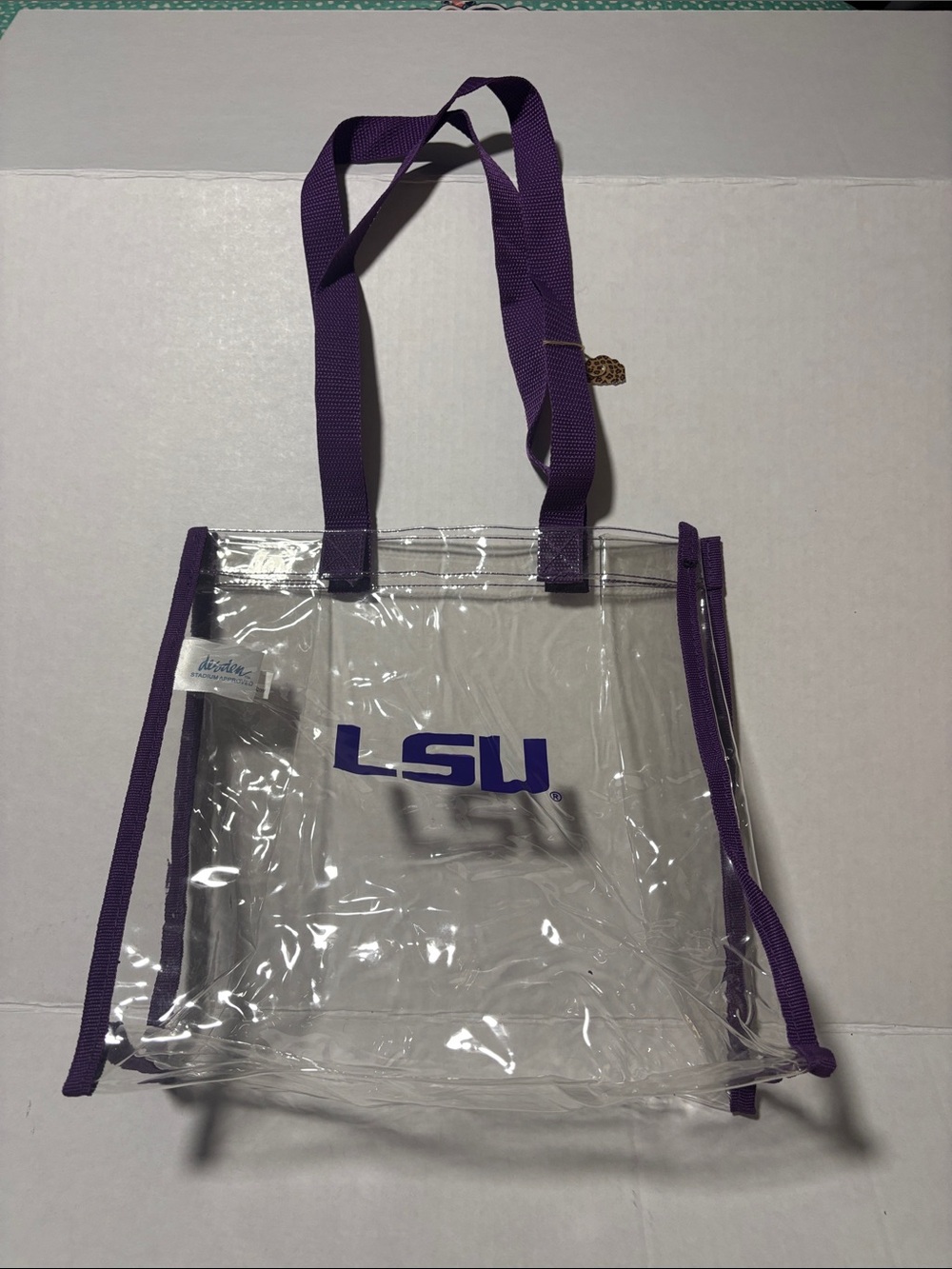 LSU Clear Tote with Purple Trim and Straps